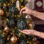 Gemscream 12 Pcs Navy Blue and Green Tartan Christmas Ornaments 3.15 Inch - Image 5