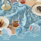 12 Pack Dusty Blue Cheesecloth Table Runner Boho Gauze Home Decor - Image 5