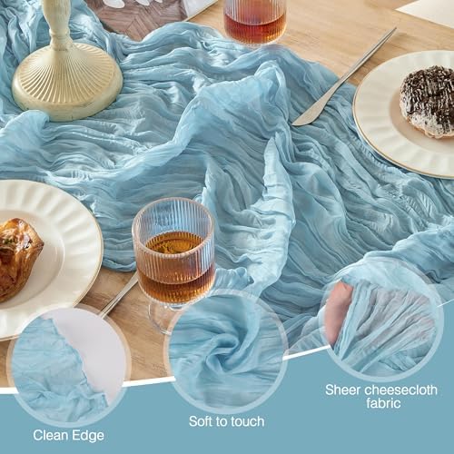 12 Pack Dusty Blue Cheesecloth Table Runner Boho Gauze Home Decor - Image 5