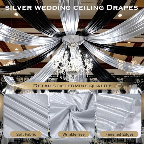 4 Panels 5ft(W) x 20ft(H) Silver Backdrop Curtain for Wedding Parties - Image 4