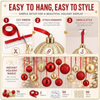36 Pcs Christmas Balls Ornaments for Ceiling, Red, Gold - Image 3