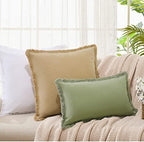 ZWJD Pillow Covers 26x26 Set of 2 Khaki Throw Pillow Covers with Fringe Chic Cotton Decorative Pillows Square Cushion Covers for Sofa Couch Bed Living Room Farmhouse Boho Decor - Image 3