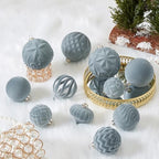 30pcs Velvet Christmas Ball Ornaments, Flocked Shatterproof Christmas Ornaments Hanging Xmas Tree Decorations Set for Home Party Holiday Decor (Multi-Size, Grey) - Image 5