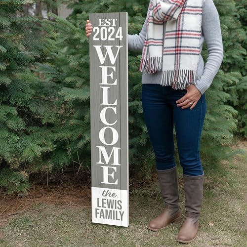 Personalized Welcome Sign for Front Door, Custom Welcome Sign for Porch Outdoor Welcome Home Decorations, 48"x8" PVC Sign (Design 19) - Image 6