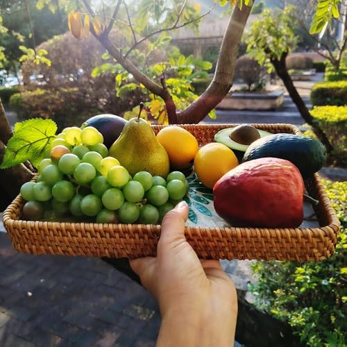 Set of 2 Rectangular Rattan Nesting Trays, Green Leaf Shell Inlay - Image 5