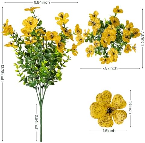 20 Bundles Artificial Flowers for Outdoor, Fake Plants Spring Decor,Yellow - Image 2