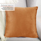 Nestl Throw Euro Pillow Covers, Cozy Velvet Decorative Pillow Covers 26x26 Inches, Soft Solid Couch Pillow Case for Sofa, Bed and Car, Set of 4 - Rust Orange Brown - Image 4