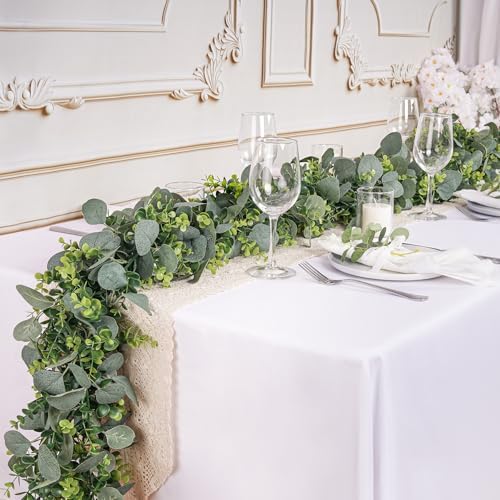 8 Pack Artificial Eucalyptus Garland Fake Greenery Garland Plant Vines Hanging Eucalyptus Leaves for Wedding Backdrop Arch Wall Decor Outdoor Table Centerpieces - Image 5