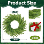 6 Pcs Mini Christmas Kitchen Cabinet Wreaths, 7.9" Norfolk Pine Candle Ring - Image 2