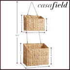 Casafield 2-Tier Hanging Storage Basket Set, Natural Boho Water Hyacinth Wall Basket Organizer for Kitchen Pantry, Home Office, Entryway, Bathroom - Image 4