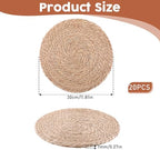 Round Woven Placemats Set of 20, 12" Brown Round Rattan Placemats Natural Water Hyacinth Place mats Farmhouse Boho Braided Placemat for Dining Table, Home, Wedding, Heat Resistant/Anti-Slip - Image 2