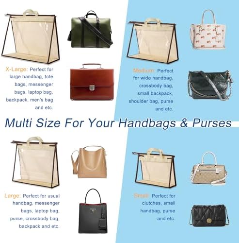8 Pack Handbag Dust Bags Clear Purse Storage Organizer for Closet, Hanging Zipper Storage Bag for Handbags - Image 6