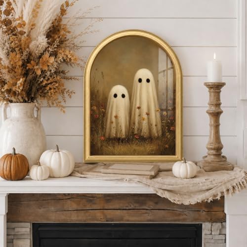 Wheatwin Vintage Halloween Wall Decor, Arched Framed Wall Art Ghosts Print - Image 7