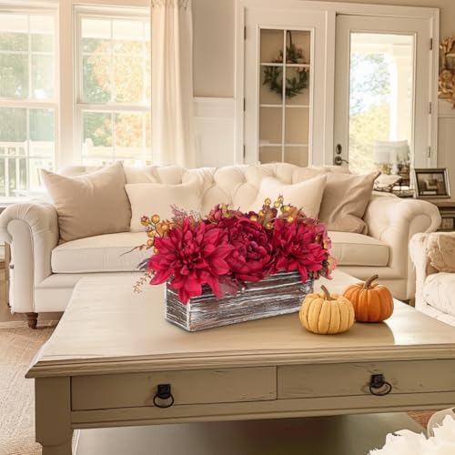 DILATATA Fall Decor Autumn Harvest Floral Centerpiece with Artificial Peony Chrysanthemum Hydrangea Flowers Berries Arrangement for Thanksgiving Party Mantel Fall Decor - Image 5