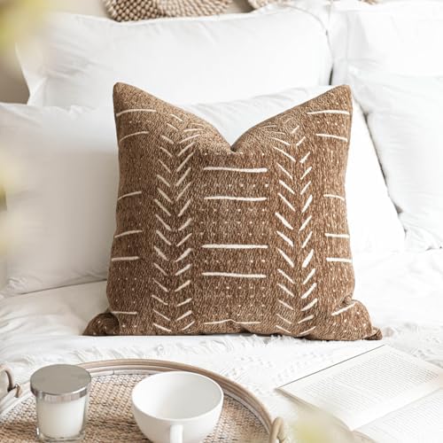 BlissBlush Decorative Throw Pillow Covers 20X20 Set of 2, Brown Boho Farmhouse Cushion Cover, Cozy Soft Accent Pillowcase for Couch Sofa Bed Living Room Home Décor - Image 7