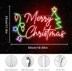 Merry Christmas Neon Sign LED Decor Dimmable Tree Neon Light up Sign for Bar Pub Club Home Bedroom Office Restaurant Christmas Home Indoor New Year Party (19.6 * 13.7 In) - Image 5