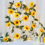 suddus Sunflower Garland with 60LED Fairy Light Battery Operated Clear Wire by SUDDUS