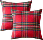 MIULEE Christmas Plaid Decorative Euro Pillow Covers Set of 2 24x24inch Red - Image 6