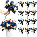 Hotop 12 Pcs Artificial Flowers Centerpiece for Tables 13 in, Dark Blue by Hotop