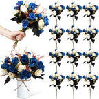 Hotop 12 Pcs Artificial Flowers Centerpiece for Tables 13 in, Dark Blue by Hotop