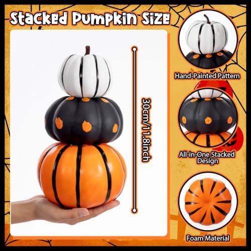 Marsui 2 Set 11.8'' Helloween Stacked Pumpkins Decoration - Image 2