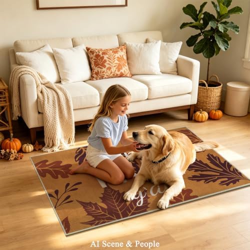U'Artlines Fall Front Door Mat, 32"×48" Vintage Farmhouse Fall Leaves Mat - Image 6