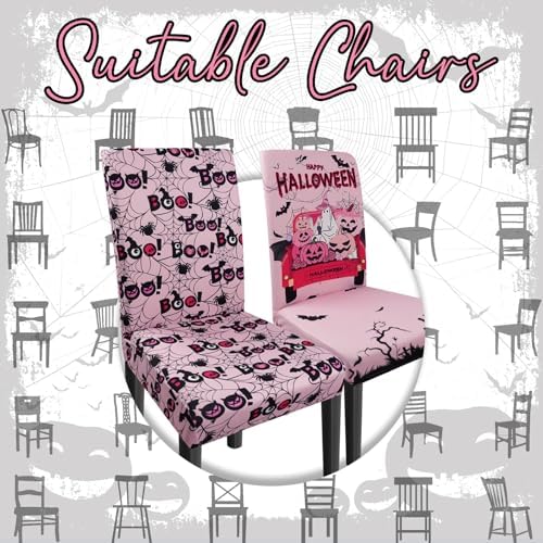 Halloween Chair Covers Set of 4 Ghost Dining Chair Covers for Party Kitchen Removable Seat Cover for Chairs Halloween Decorations Indoor - Image 4