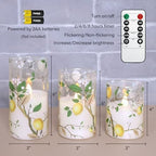Flameless LED Candles with Remote Lemon Decal Glass Flickering Battery Operated Candles for Home Room Party Wedding Holiday Christmas Decor - Set of 3 - Image 6