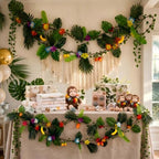 77PCS Tropical Jungle Decor Kit for Luau, Safari & Baby Shower - Image 3