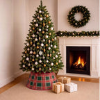 24'' Christmas Tree Collar Red Green Tartan Plaid Velvet Christmas Decor - Image 4