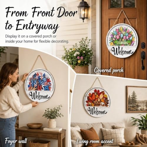 16 PCS Interchangeable Welcome Sign for Front Door Seasonal Porch Decor - Image 5