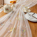 3Pcs Floral Cheesecloth Table Runner, Ivory White Table Runner 10Ft - Image 5