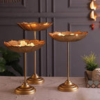 Tealight Holder Urli Bowl Stand | Set of 3 Decorative Urli Stands Christmas Center Piece for Home Decor | Ideal for Floating Diya/Candle for Diwali & Thanksgiving & All Festival - Image 6