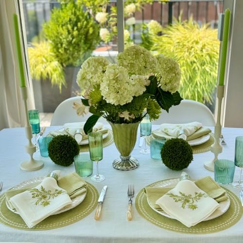 Bodrum Pearls Round Embroidered Placemats Set of 4 – 15" Elegant Table Mats for Dining, Weddings & Special Occasions, Decorative, Wipe-Clean Vinyl Placemats, Fern/White - Image 5
