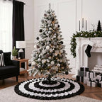 Civaner 48'' Christmas Black and White Tree Skirt, Ruffle Farmhouse Mat - Image 6