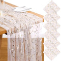 6 Pack Embroidery Floral Table Runner Rustic Spring Summer Wildflower Tulle Table Runner Vintage Flower Tabletop Runners for Home Kitchen Wedding Party Decoration, 108x24.5 Inch (Apricot Flowers) by VAIPI