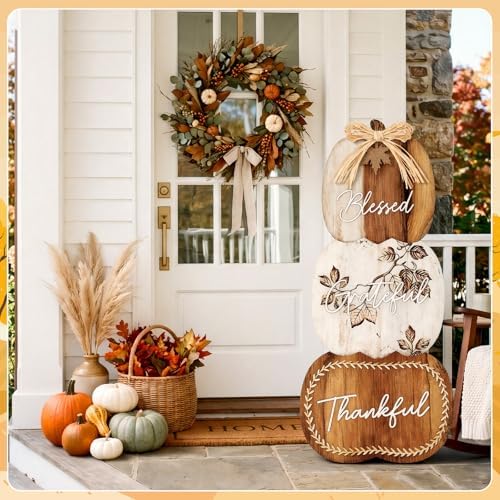 Vercraft 35'' Fall Porch Sign Outdoor Standing Pumpkin Decoration, Boho - Image 2