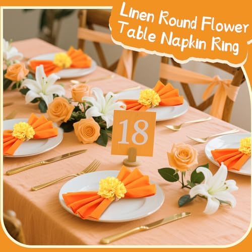 24 Pcs Flower Napkin Rings Daisy Flower Handcraft Floral Napkin Holder Rings for Wedding, Holiday Banquet, Luncheons, Birthday Party Dining Table Decor - Image 5