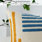 Yellow Blue Modern Tufted Embroidered Pillow Covers 16x16 Set of 2 - Image 5