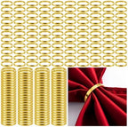 WILLBOND 200 Pcs Gold Napkin Rings Bulk Christmas Round Napkin Ring Holders Metal Buckle for Cloth Holiday Dinners Wedding Adornment Home Decorations Party Supplies by Willbond+Technology+Limited