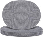 Oval Woven Placemats Set of 6, Boho Cotton Rope Braided Table Mats, 17x13 Inches Non Slip Heat Resistant Place Mats for Dining Room, Thick Hot Pads for Farmhouse Kitchen Table Decor. (Gray) by Welcometobuy
