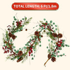 6 Feet Red Berry with Pine Cones Garlands Christmas Garland Realistic Real Touch Garland Artificial Green Leaves Festival Decor for Mantle Fireplace Indoor Outdoor Holiday - Image 3