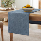 ZeeMart Burlap Style Farmhouse Table Runner, 14x108 Inches Blue by ZEEMARTONLINE