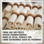 Zhehao 100 Pcs Wood Napkin Rings Bulk Acacia Napkin Buckles for Table Decor - Image 3
