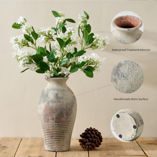 LUKA Ceramic Rustic Flower Vase Home Decor-11 inches Large Tall Retro Vases - Image 3