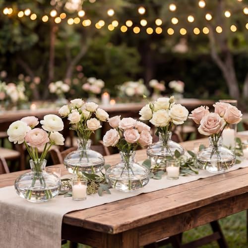 Hushee 12 Pcs Bud Vases Bulk Glass Small Vases for Flowers, Short - Image 6