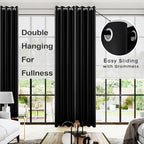 KOUFALL Extra Long Blackout Curtains 105 Inch,Gothic Curtains By Size 104 Length 2 Panels,Black - Image 2