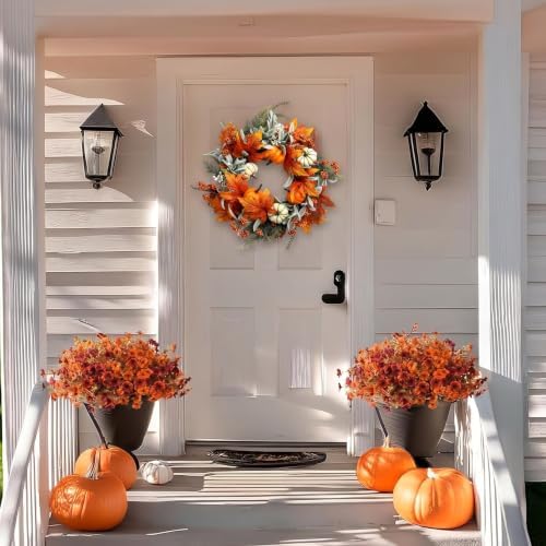 Fall Decor Wreaths for Front Door, 20 Inch Autumn Wreath with Pumpkins - Image 7