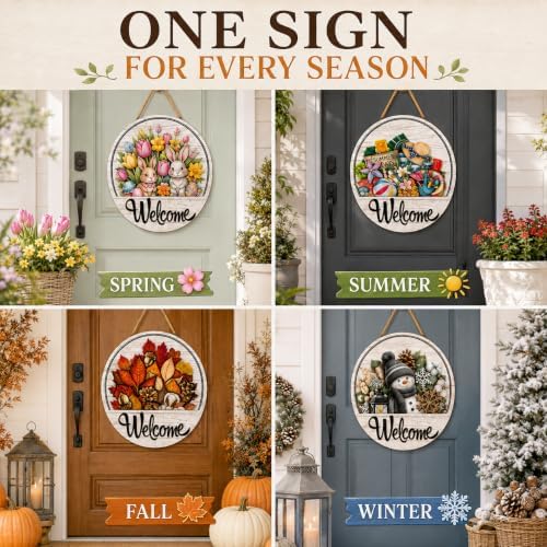 16 Pcs Interchangeable Welcome Sign for Front Door, 12 In Wood Decor - Image 2