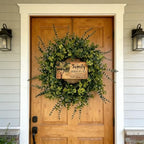 26" Eucalyptus & Boxwood Wreath for Front Door - Large Artificial Greenery Wreath with Lush Leaves Outdoor Decor for Porch, Window, Farmhouse, Home, Hanging Decor - Spring, Summer, All Seasons - Image 6